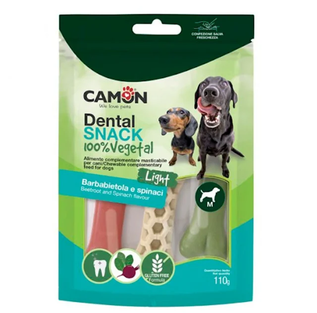 Лакомства Dental Snak Mix, косточки из сладкого картофеля со вкусом свёклы и шпината, натуральные, 110 г, M, 8.5 см