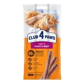 Снек Клуб 4 Лапи для котів, з качкою та яловичиною, 3 шт, 15 г