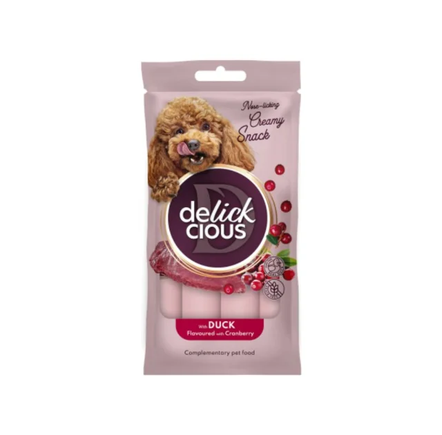Ласощі Delickcious для собак, крем з качкою та журавлиною, 4 шт, 60 г