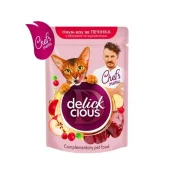 Вологий корм Delickcious для котів, з печінкою, яблуком і журавлиною, 85 г