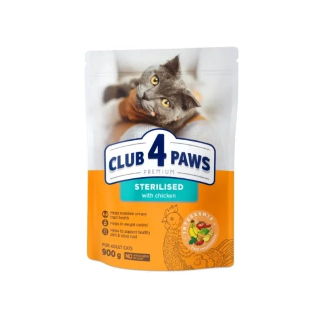 Сухой корм для кошек Club 4 Paws Премиум Sterilised для кошек, с курицей 900 г