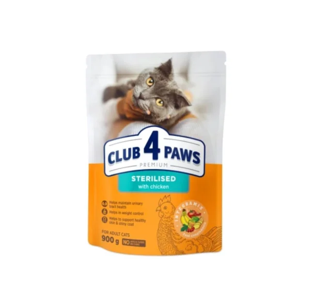Сухой корм Club 4 Paws Premium Cat Sterilised Salmon для кошек стерилизованных, с лососем, 0.9 кг