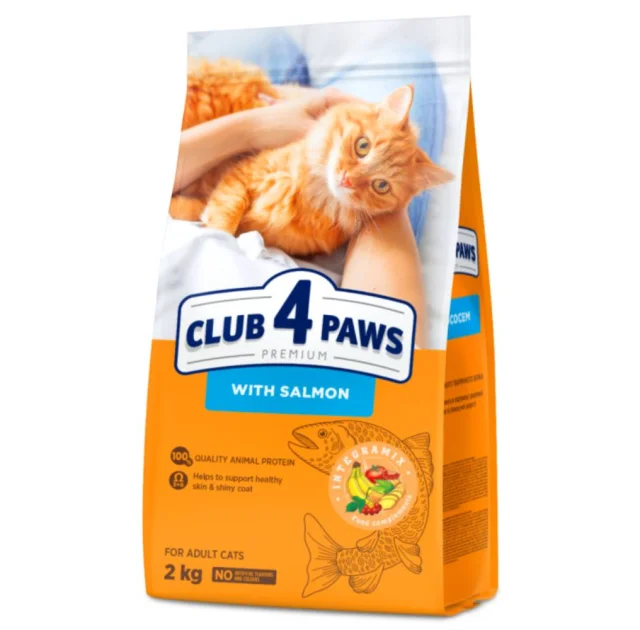 Сухой корм Club 4 Paws Adult Cats with Salmon для взрослых кошек, с лососем, 2 кг