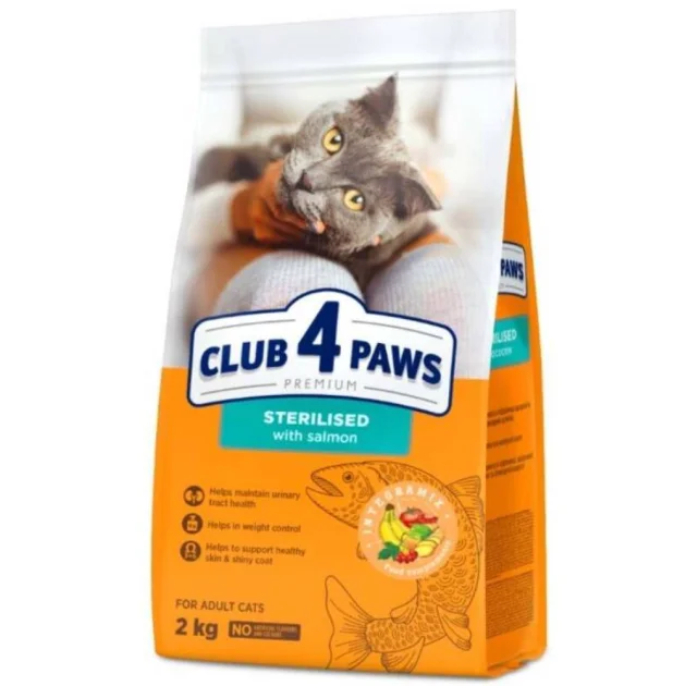 Сухой корм Club 4 Paws Premium Cat Sterilised Salmon для кошек стерилизованных, с лососем, 2 кг
