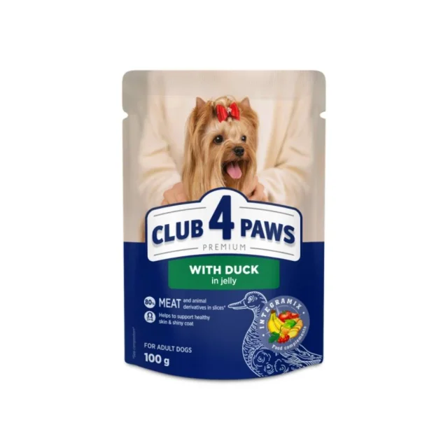 Вологий корм Club 4 Paws для цуценят малих порід, з качкою в желе, 100 г