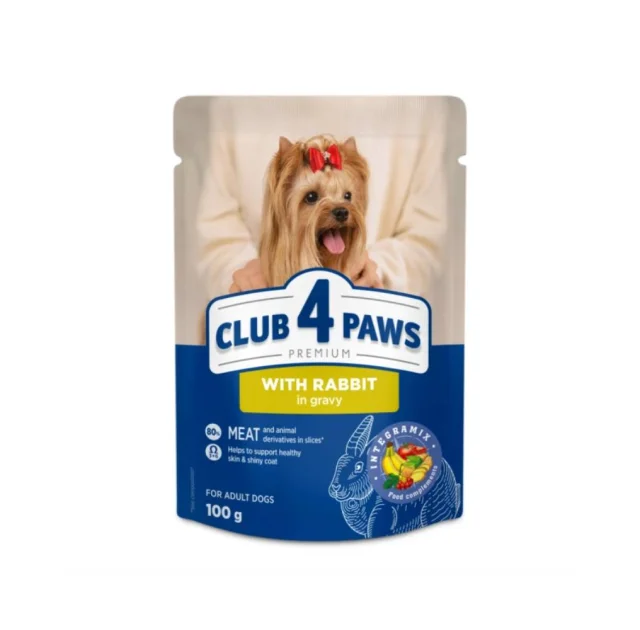 Вологий корм Club 4 Paws для дорослих собак, з кроликом у соусі, 100 г