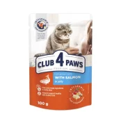 Вологий корм Club 4 Paws Adult Premium для дорослих котів, з лососем у желе, 100 г