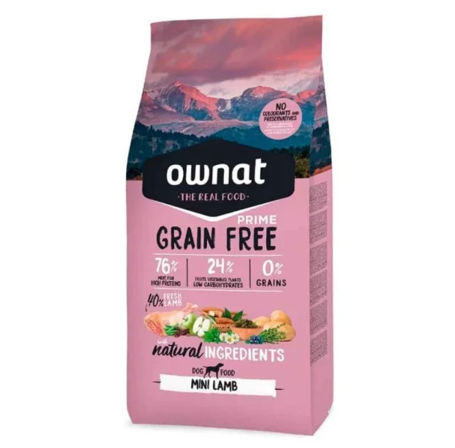 Сухий корм Ownat GF для собак маленьких порід, з ягням, 0.4 кг