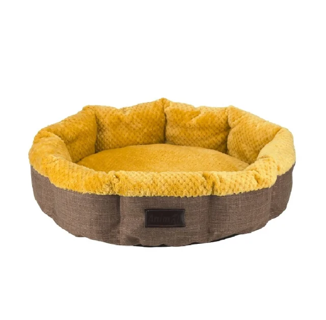 Лежак AnimAll Mary Sun для собак та котів, коричневий та жовтий, S, 50×50×15 см