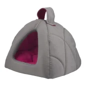 Лежак AnimAll Silver для собак та котів, сірий та рожевий, 39×39×36 см