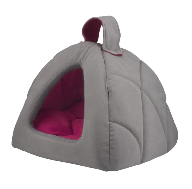 Лежак AnimAll Silver для собак та котів, сірий та рожевий, 39×39×36 см