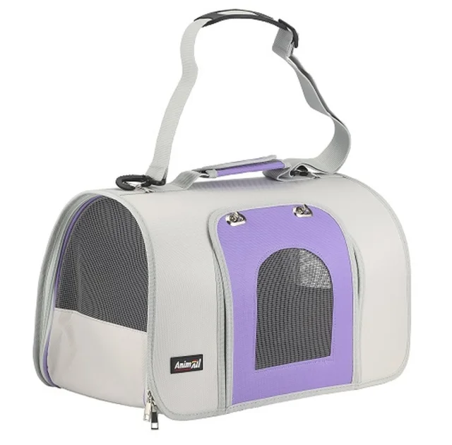 Сумка-переноска AnimAll для собак та котів, жорстка, з фронтальними дверима, фіолетовий, 44×22×25 см