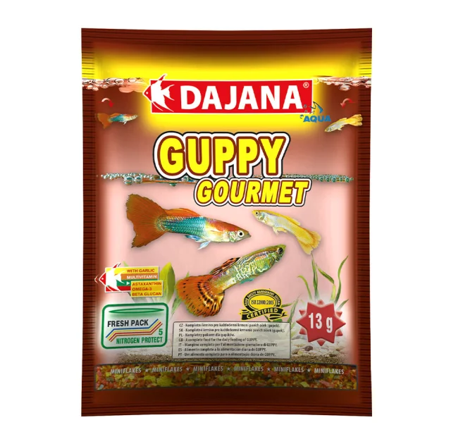 Корм Dajana Guppy Gourmet для гупі з часником у пластівцях, 80 мл / 13 г