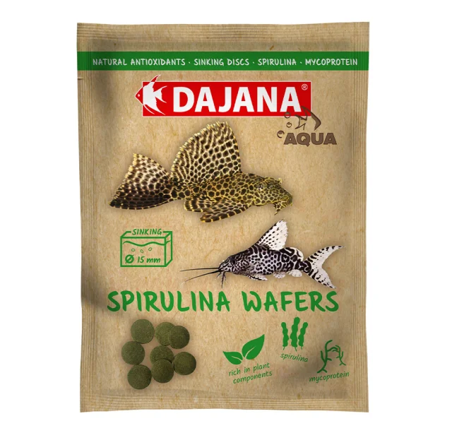 Корм Dajana Spirulina Wafers, спец. корм для донних травоїдних риб у чіпсах, 80 мл / 25 г