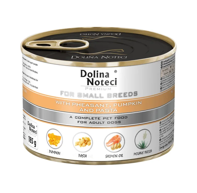 Консервований корм Dolina Noteci Premium для собак маленьких порід, фазан, гарбуз та локшина, 185 г
