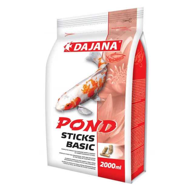 Корм Dajana Pond Stick Basic, сбалансированный корм для декоративных карпов и рыб в прудах, белые палочки, 2000 мл/180 г