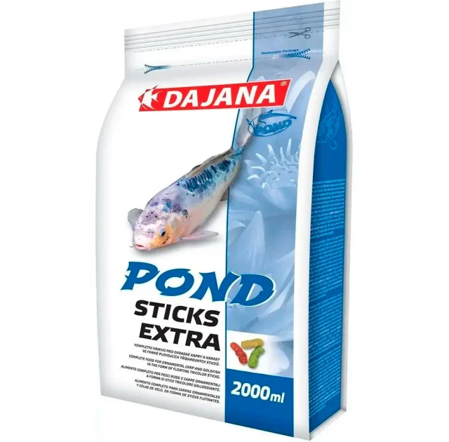 Корм Dajana Pond Stick Extra для декоративних карпів, карасів та риб у ставках, трьохколірні палички, 2000 мл / 160 г