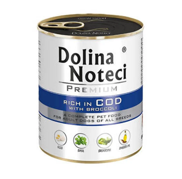 Консервований корм Dolina Noteci Premium для собак, тріска та броколі, 800 г
