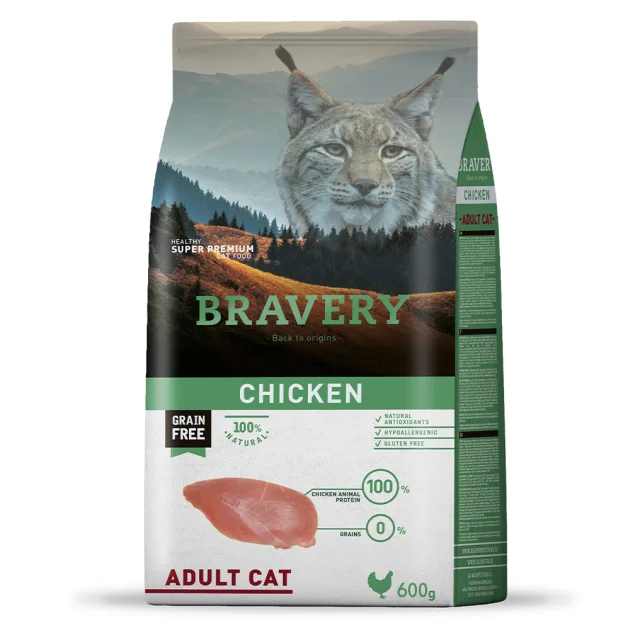 Сухий корм Bravery Chicken Adult Cat для дорослих котів, з куркою, 600 г