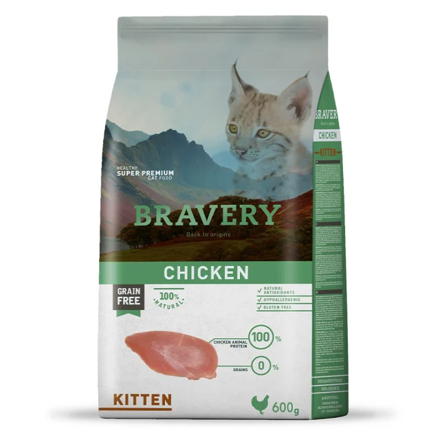Сухий корм Bravery Chicken Cat Kitten для кошенят, з куркою, 600 г