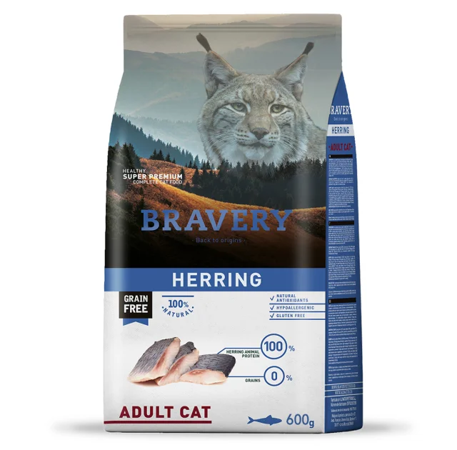 Сухий корм Bravery Herring Adult Cat для дорослих котів, з оселедцем, 600 г