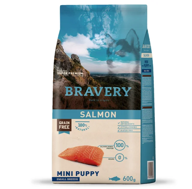 Сухий корм Bravery Salmon Mini Puppy для цуценят дрібних порід, з лососем, 600 г