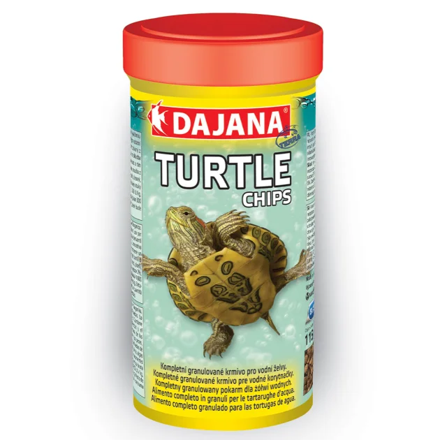 Корм Dajana Turtle Chips для водных черепах, содержащий цеолит для уменьшения загрязнения воды, 1000 мл/400 г