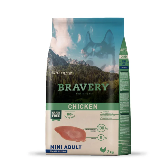 Сухий корм Bravery Chicken Mini Adult для дорослих собак дрібних порід, з куркою, 2 кг
