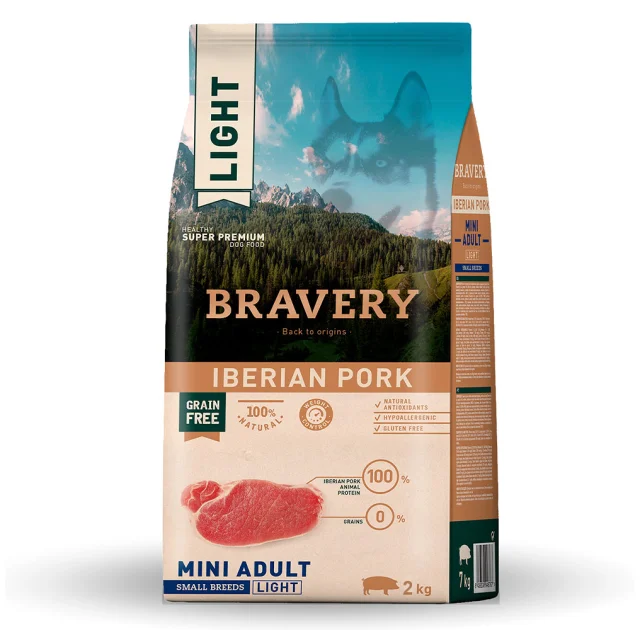 Сухий корм Bravery Iberian Pork Mini Adult Light для дорослих собак дрібних порід, зі свининою по-іберійськи, 2 кг