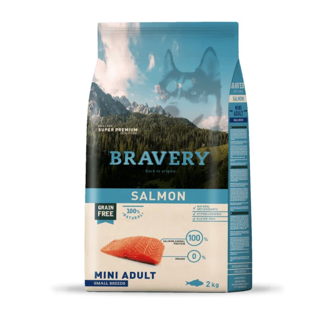 Сухий корм Bravery Salmon Mini Adult для дорослих собак дрібних порід, з лососем, 2 кг