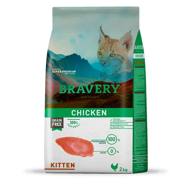 Сухий корм Bravery Chicken Cat Kitten для кошенят, з куркою, 2 кг