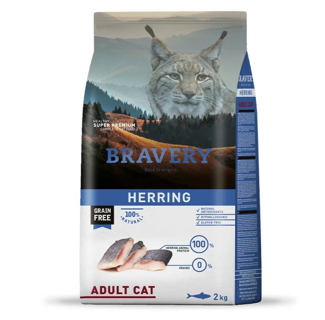 Сухий корм Bravery Herring Adult Cat для дорослих котів, з оселедцем, 2 кг
