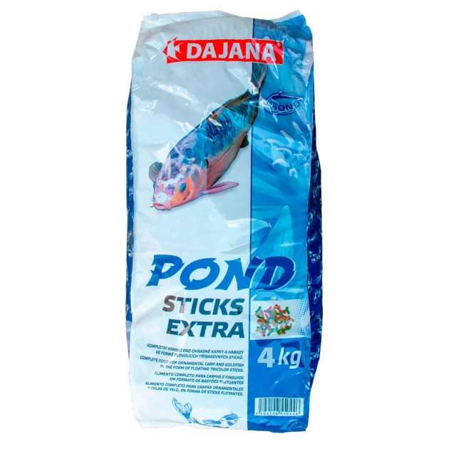 Корм Dajana Pond Stick Extra для декоративных карпов, карасей и рыб в прудах, трехцветные палочки, 4 кг