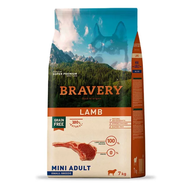 Сухий корм Bravery Lamb Mini Adult для дорослих собак дрібних порід, з ягням, 7 кг