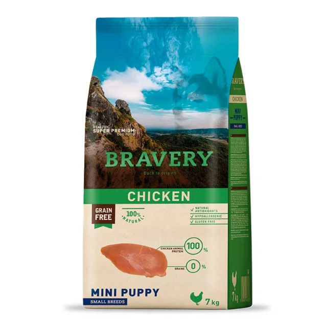 Сухий корм Bravery Chicken Mini Puppy для цуценят дрібних порід, з куркою, 7 кг