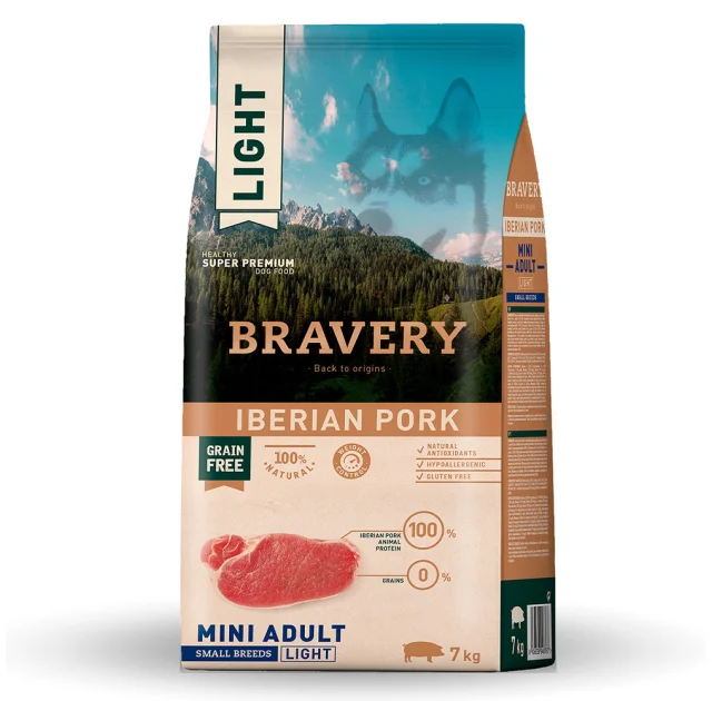Сухий корм Bravery Iberian Pork Mini Adult Light для дорослих собак дрібних порід, зі свининою по-іберійськи, 7 кг