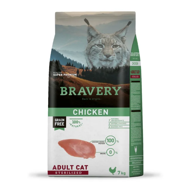 Сухий корм Bravery Chicken Adult Cat Sterilized для дорослих стерилізованих котів, з куркою, 7 кг