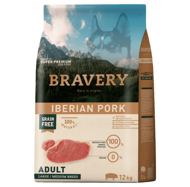 Сухий корм Bravery Iberian Pork Large/Medium Adult для дорослих собак середніх та великих порід, з іберійською свининою, 12 кг