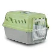 Переноска Bergamo Gipsy XS Small для кошек и мелких животных, пластиковая с дверцей, светло-зеленый, 39×26×25 см