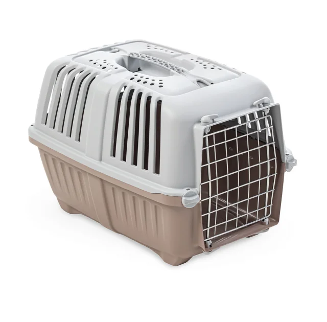 Переноска MPS Pratiko 1 для кошек и собак до 10 кг, с металлической дверцей, светло-коричневый, 48×31.5×33 см
