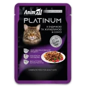 Вологий корм AnimAll Platinum для дорослих котів, індичка і журавлина в соусі, 85 г