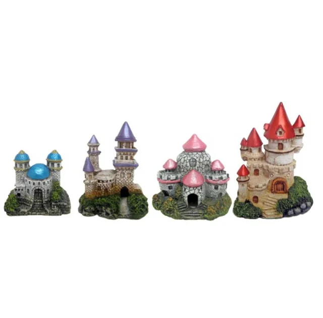 Декорация керамическая Amtra Замок цветной, для аквариумов, ассортимент 4 вида, керамика, 7.5 × 7 мм, 9 × 10 мм, 10 × 13 мм