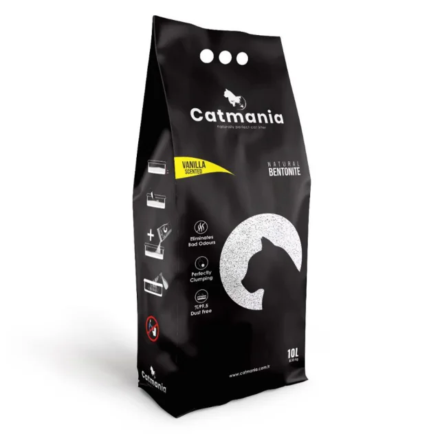 Бентонітовий наповнювач Catmania для котів, ванільний, з жовтими гранулами, 10 л