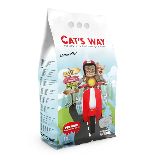 Бентонітовий наповнювач Cat’s Way для котів, натуральний білий, 10 л
