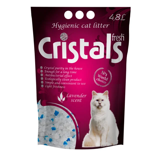 Силікагелевий наповнювач Cristals Fresh для котів, з ароматом лаванди, 4.8 л