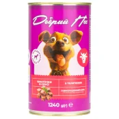 Вологий корм Добрий Пес для дорослих собак, шматочки з телятиною в соусі, 1240 г