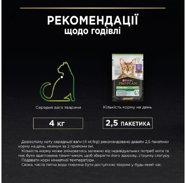 Влажный корм Purina Pro Plan Sterilised для взрослых стерилизованных кошек, с уткой, кусочки в соусе, 85 г