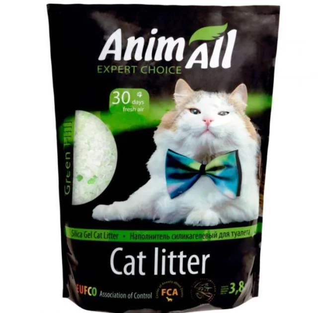 Силикагелевый наполнитель AnimAll Кристаллы изумруда, для кошек, 3.8 л (1.6 кг)