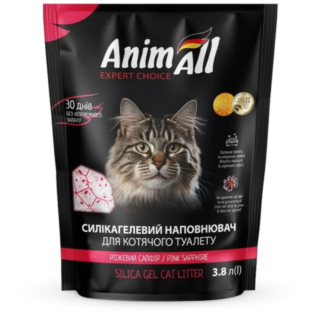Силікагелевий наповнювач AnimAll Рожева пелюстка, для котів, 3.8 л (1.6 кг)