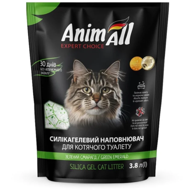 Силикагелевый наполнитель AnimAll Кристаллы изумруда, для кошек, 5 л (2.1 кг)